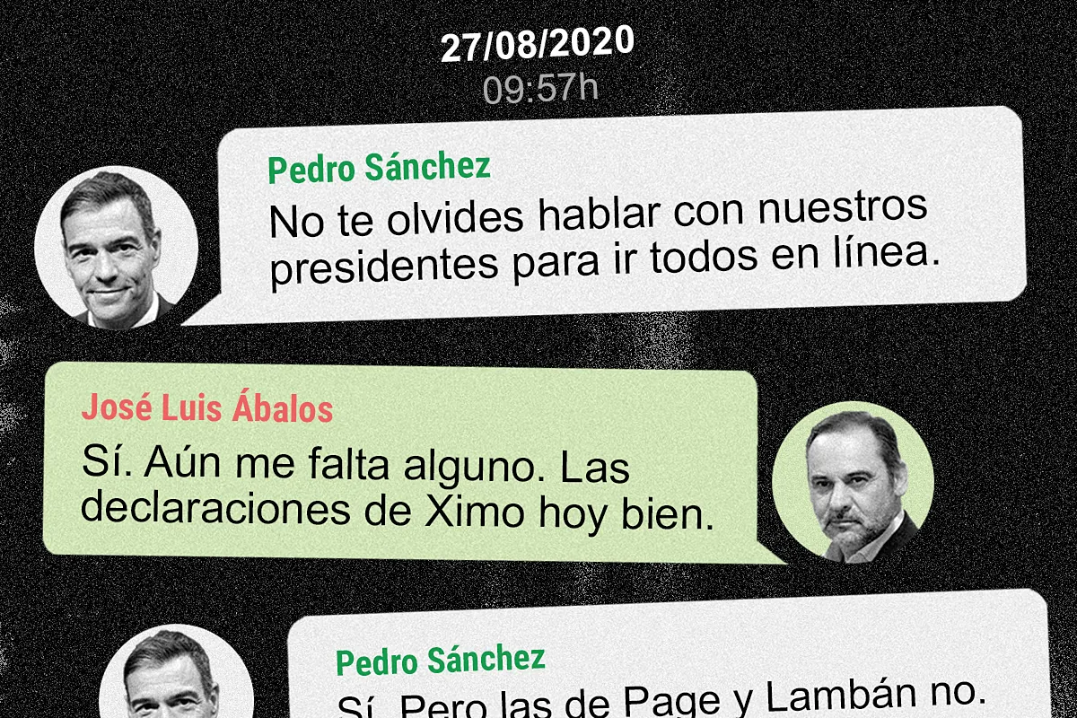 Los  whatsapp  de Sánchez a Ábalos que reflejan su guerra contra los barones:  Hay que marcarles, son unos hipócritas 