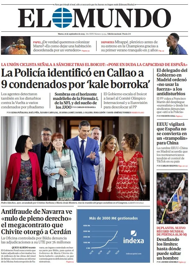 Portada de EL MUNDO del martes 16 de septiembre de 2025