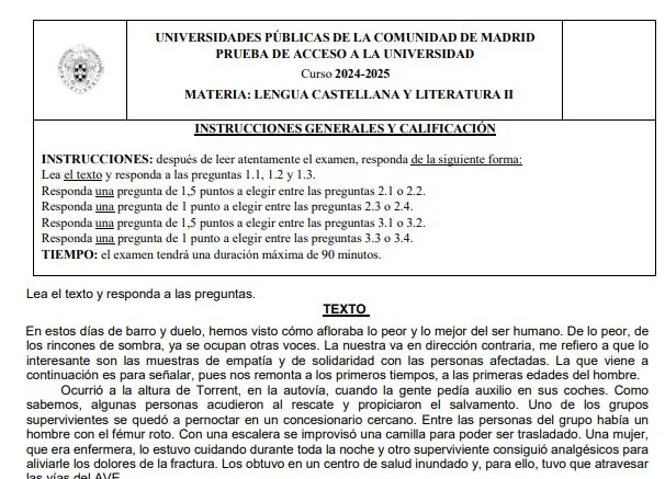 El libro prohibido sobre José Bretón, la dana, el franquismo y la Constitución de 1812 caen en el primer día de la Selectividad