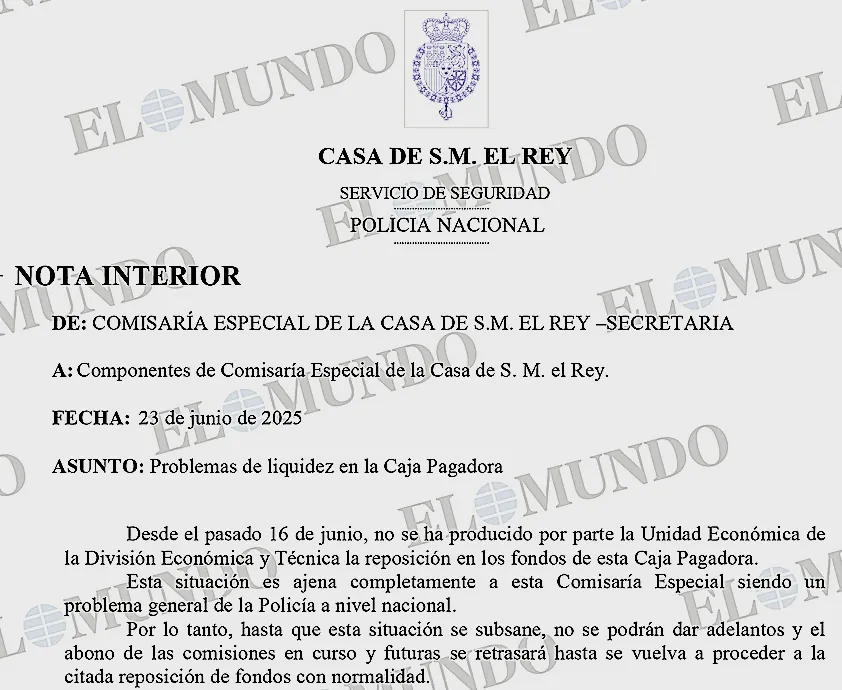 Alerta en la Comisar?a de la Casa Real porque la caja pagadora est?...