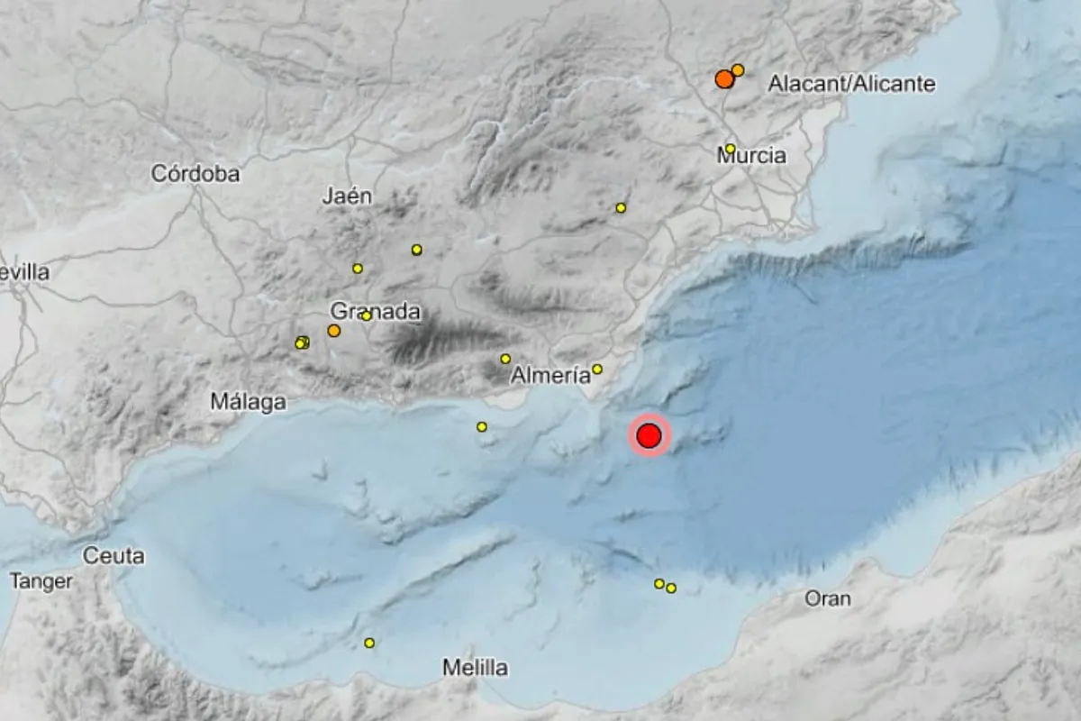 Un terremoto de magnitud 5,5 en aguas de Almería sacude también a la región de Murcia