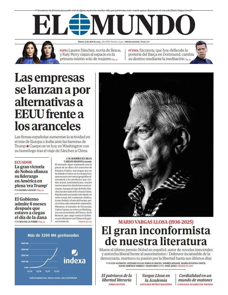 Portada de EL MUNDO del martes 15 de abril de 2025 | Medios