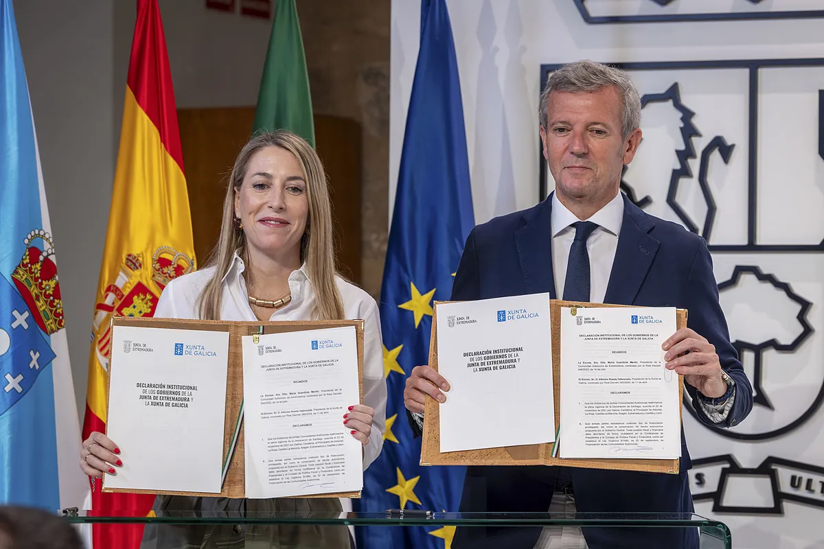 Guardiola y Rueda firman una declaración institucional contra la financiación singular de Cataluña alentada por Sánchez:  Es una extorsión separatista que saquea la caja común 