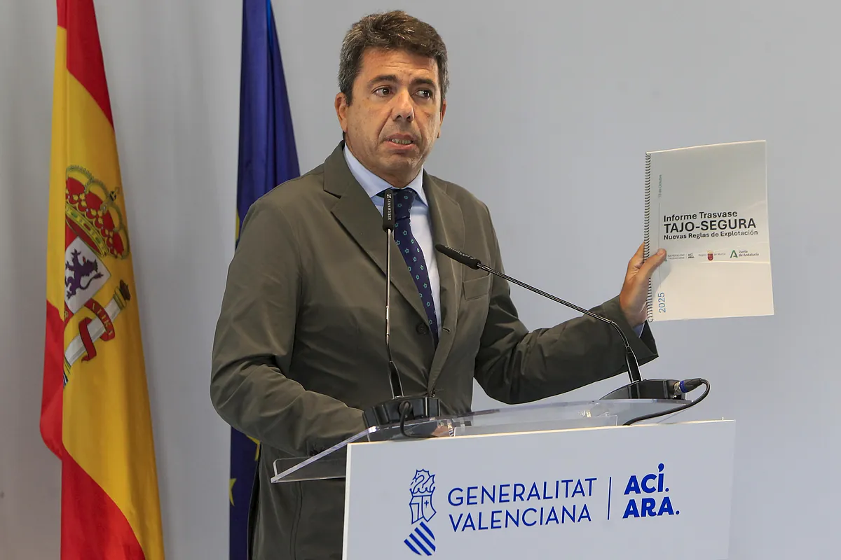 Mazón abre un nuevo frente con Page en defensa del trasvase al Segura: acusa de dejar el "grifo abierto" a los regantes del Tajo