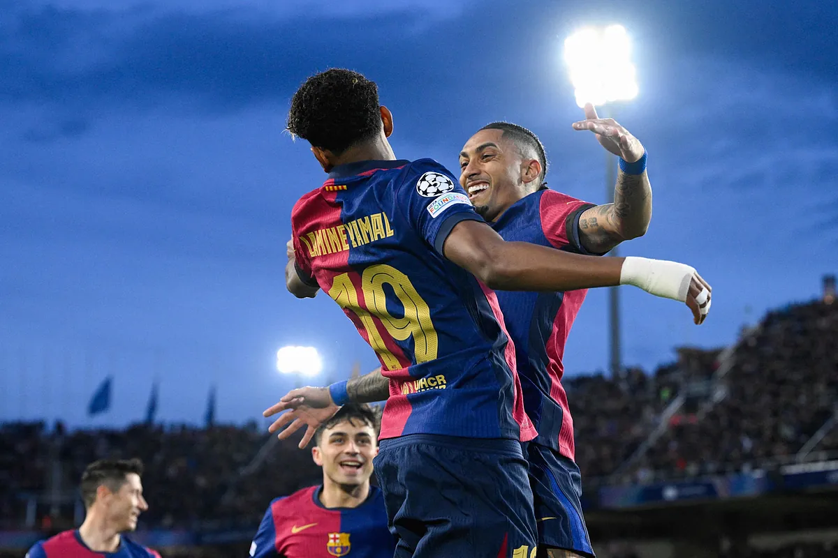 Champions: Raphinha and Lamine Yamal, the duo that makes Barça shine and takes it to rooms after beating Benfica