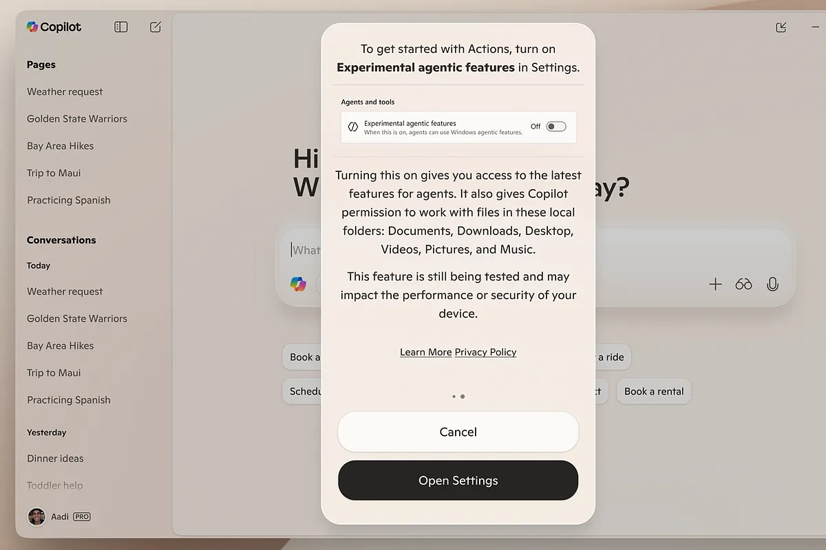 Microsoft dobla la apuesta por los agentes de IA en Windows: Copilot tendrá un mayor acceso y podrá controlar el ordenador con la voz