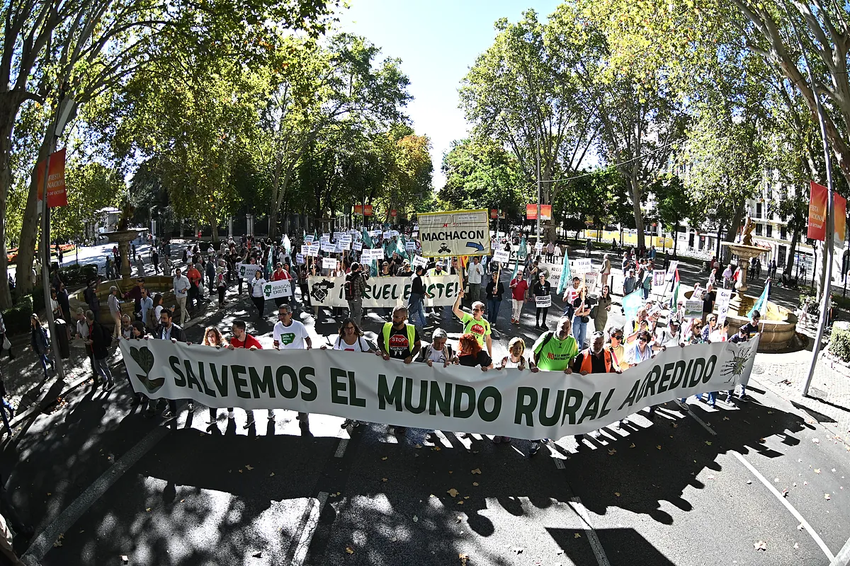 1.500 habitantes de la España rural se manifiestan en Madrid contra las "macrorrenovables" que explotan sus pueblos