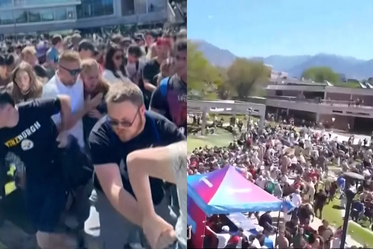 Escenas de pánico tras el asesinato de Charlie Kirk en un acto universitario en Utah
