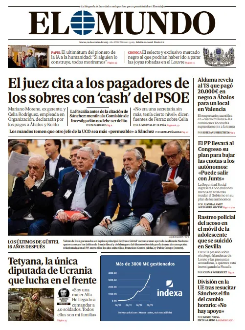 Portada de EL MUNDO del martes 21 de octubre de 2025