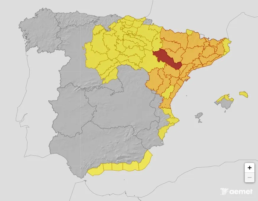 UME, kırmızı yağmur seviyesinden etkilenen Zaragoza bölgelerinde konuşlandırıldı