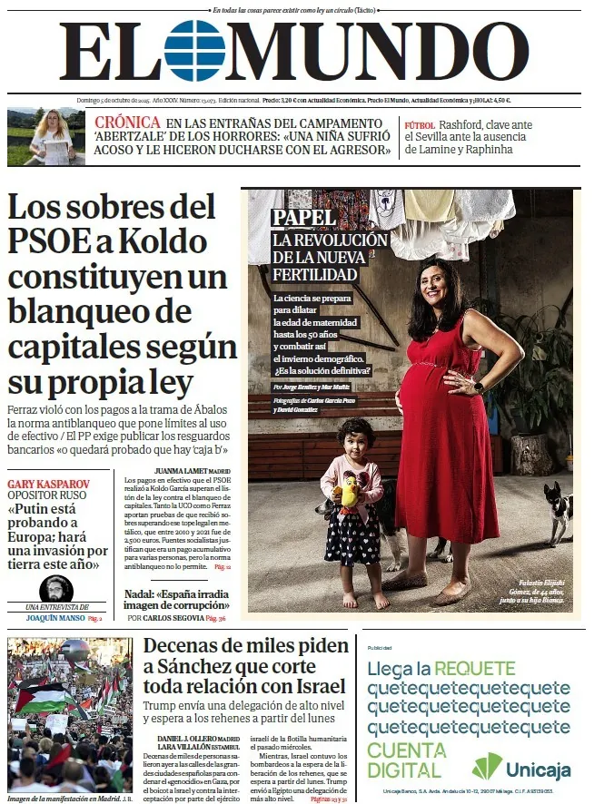 Portada de EL MUNDO del domingo 5 de octubre de 2025