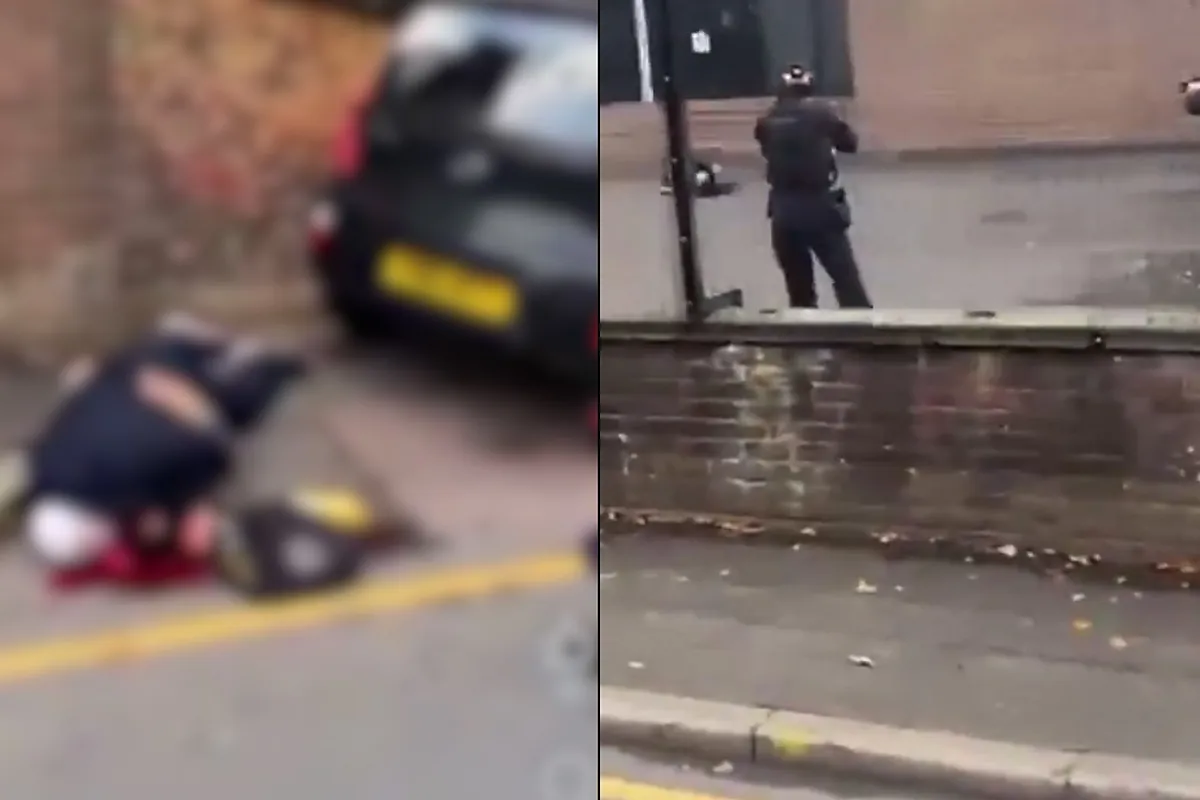 Momentos posteriores al "atentado terrorista" en una sinagoga de Manchester